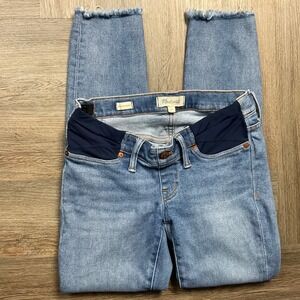 Madewell Maternity Skinny Jeans Womens 27 Blue Raw Hem Comfort Waist Classic